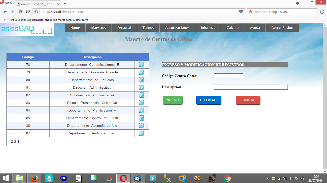 Módulo Datos Maestros de AsissCAD